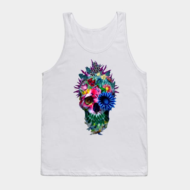 FLORAL SKULL Tank Top by rizapeker